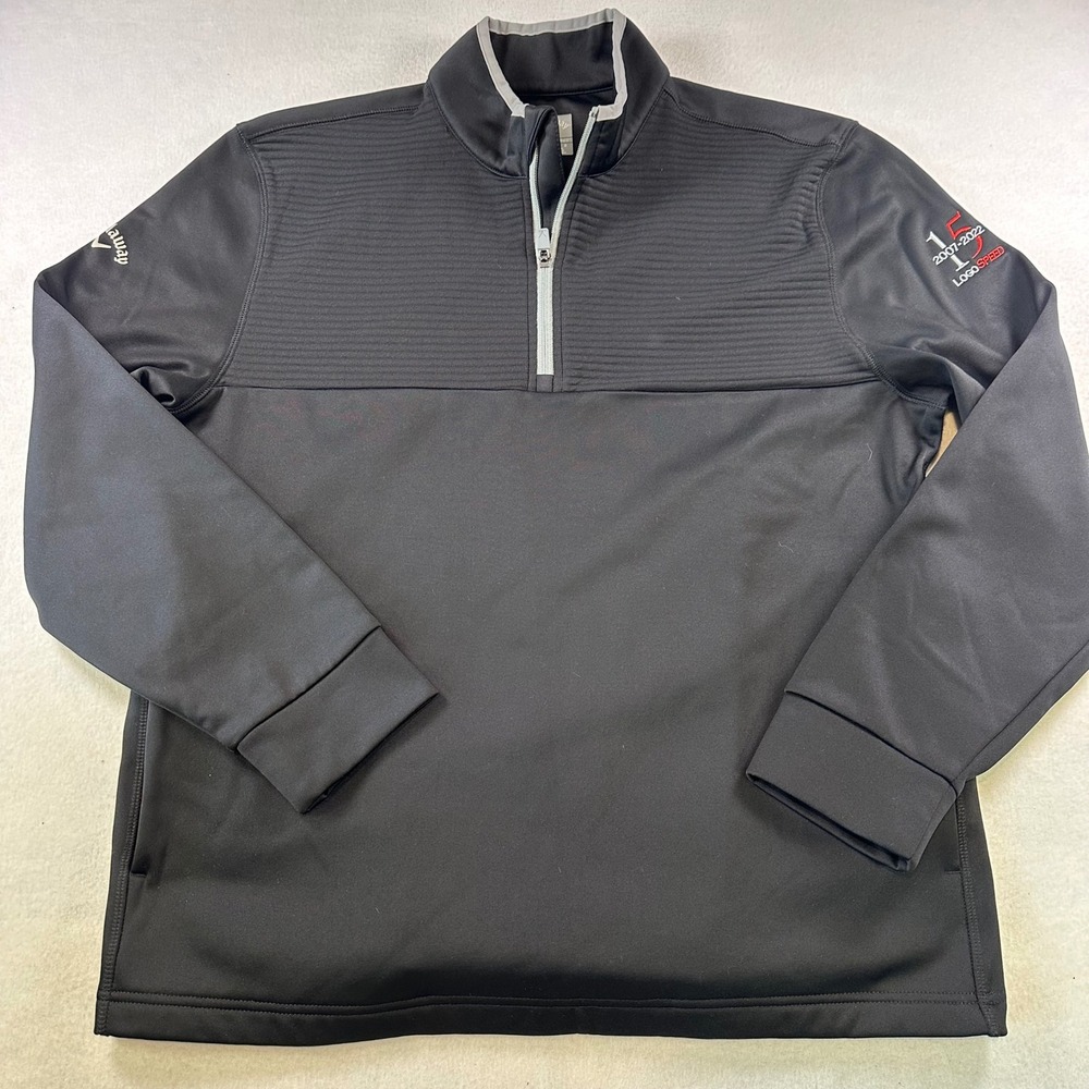 Callaway Weather Series Mens Large Black Quarter Zip Golf Pullover LogoSPEED 15